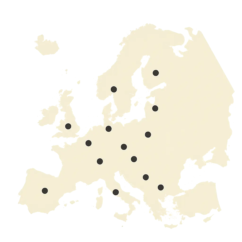 Europe delivery coverage map